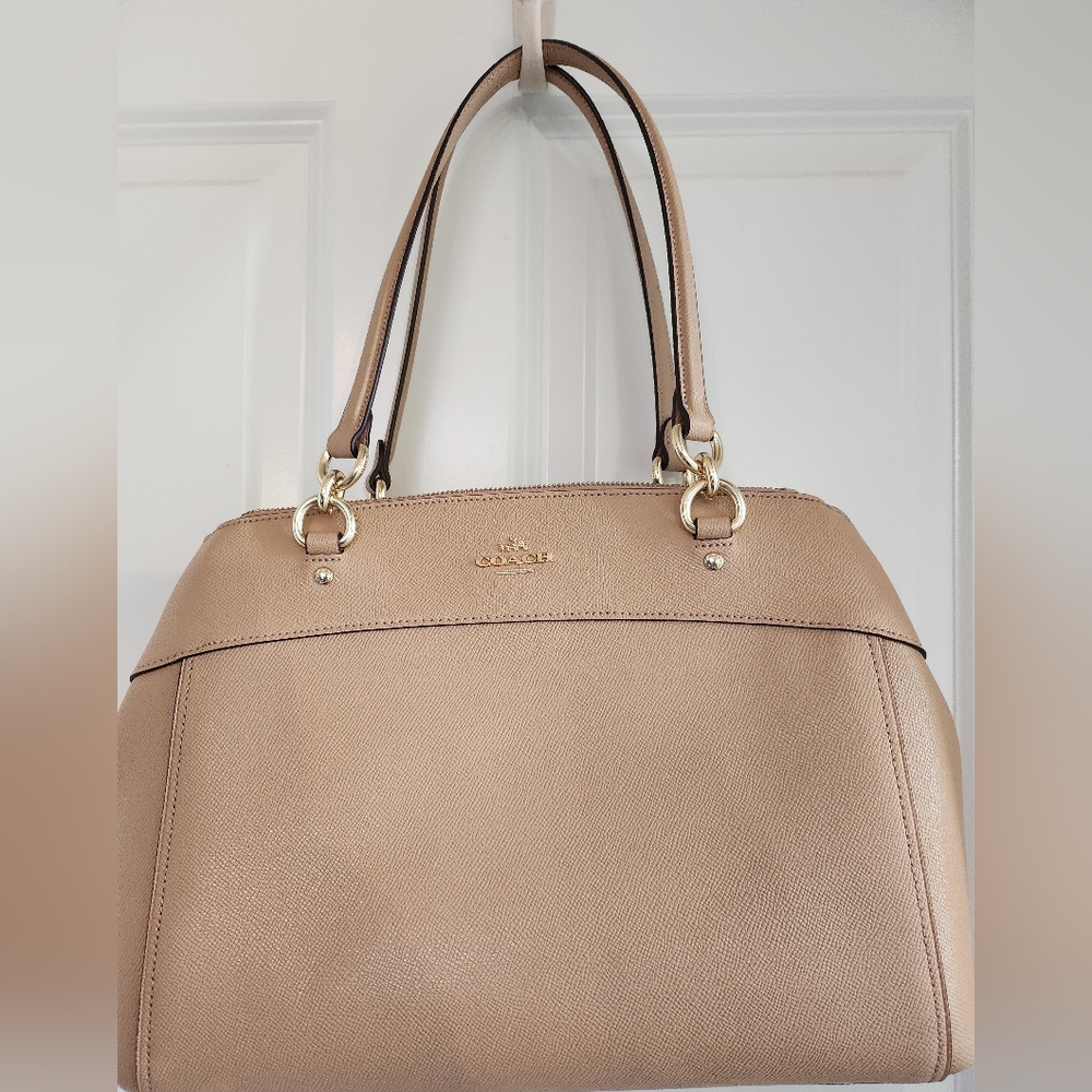 Coach Large Crossgrain Leather Brooke Carryall Bag Faded Blush / Nude Pink EUC